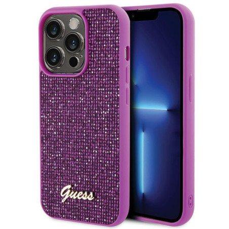 Kryt Guess DISCO METAL SCRIPT iPhone 15 Pro - pink