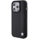 BMW kožené pouzdro Leather Textured & Stripe pro iPhone 15 Pro – černé