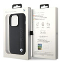 BMW kožené pouzdro Leather Textured & Stripe pro iPhone 15 Pro – černé