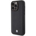 BMW kožené pouzdro Leather Diamond Pattern pro iPhone 15 Pro – černé