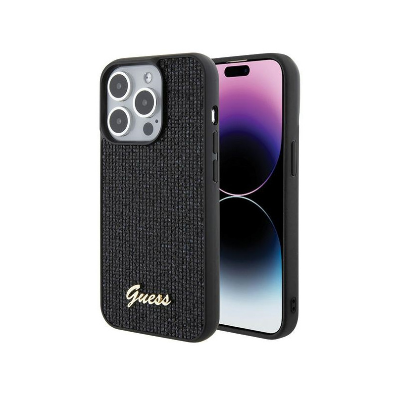 Kryt Guess DISCO METAL SCRIPT pro iPhone 15 Pro - černý