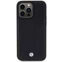 BMW kožené pouzdro Leather Diamond Pattern pro iPhone 15 Pro – černé