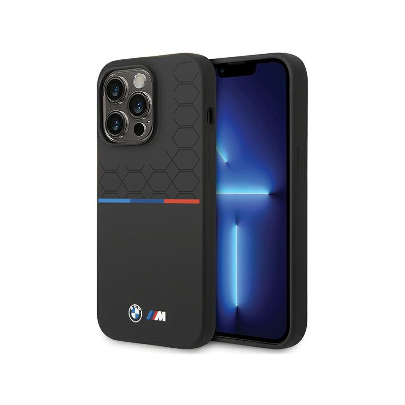 BMW pouzdro Silicone Pattern pro iPhone 15 Pro – černé