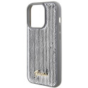 Kryt Guess Sequin Script Metal pro iPhone 15 Pro – stříbrná
