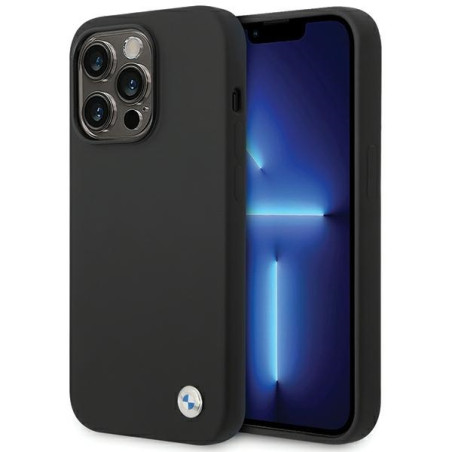 BMW silikonové pouzdro Metal Logo pro iPhone 15 Pro – černé