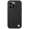 BMW silikonové pouzdro Metal Logo pro iPhone 15 Pro – černé