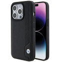 BMW kožené pouzdro Leather Blue Dots pro iPhone 15 Pro Max – černé