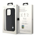 BMW kožené pouzdro Leather Blue Dots pro iPhone 15 Pro Max – černé