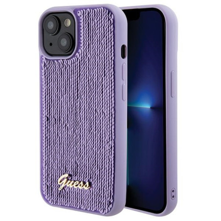 Kryt Guess Sequin Script Metal pro iPhone 15 - fialová