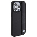 BMW kožené pouzdro Leather Textured & Stripe pro iPhone 15 Pro Max – černé