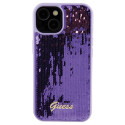 Kryt Guess Sequin Script Metal pro iPhone 15 - fialová