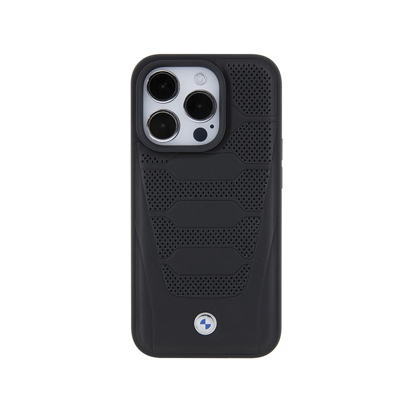 BMW pouzdro Leather Seats Pattern pro iPhone 15 Pro Max – černé