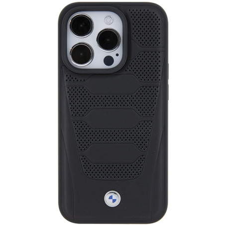BMW pouzdro Leather Seats Pattern pro iPhone 15 Pro Max – černé