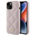 Kryt Guess Quilted Metal Logo pro iPhone 15 - růžový