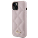 Kryt Guess Quilted Metal Logo pro iPhone 15 - růžový