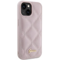 Kryt Guess Quilted Metal Logo pro iPhone 15 - růžový