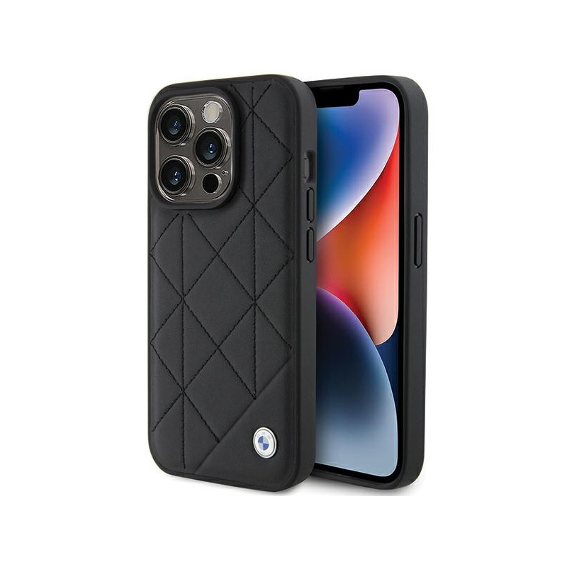 BMW kožené pouzdro Leather Quilted pro iPhone 15 Pro Max – černé