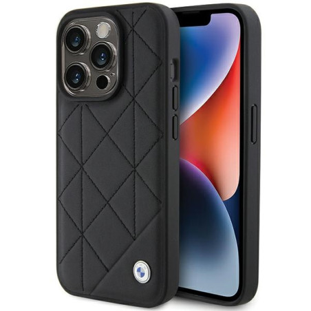 BMW kožené pouzdro Leather Quilted pro iPhone 15 Pro Max – černé