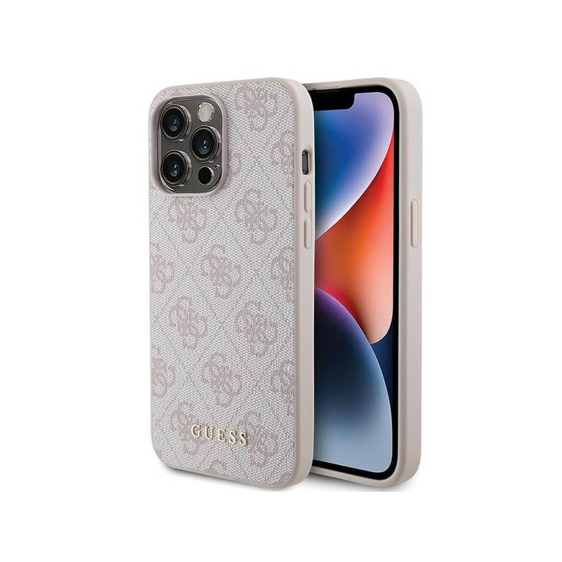 Kryt Guess 4G Metal Gold Logo pro iPhone 15 Pro Max - pink