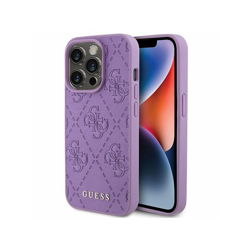 Pouzdro Guess Leather 4G Stamped pro iPhone 15 Pro Max - fialová