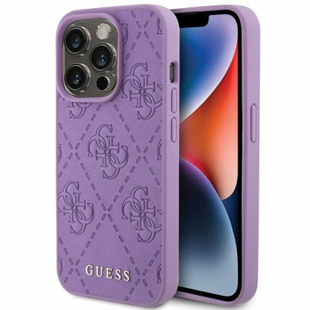 Pouzdro Guess Leather 4G Stamped iPhone 15 Pro Max - fialová