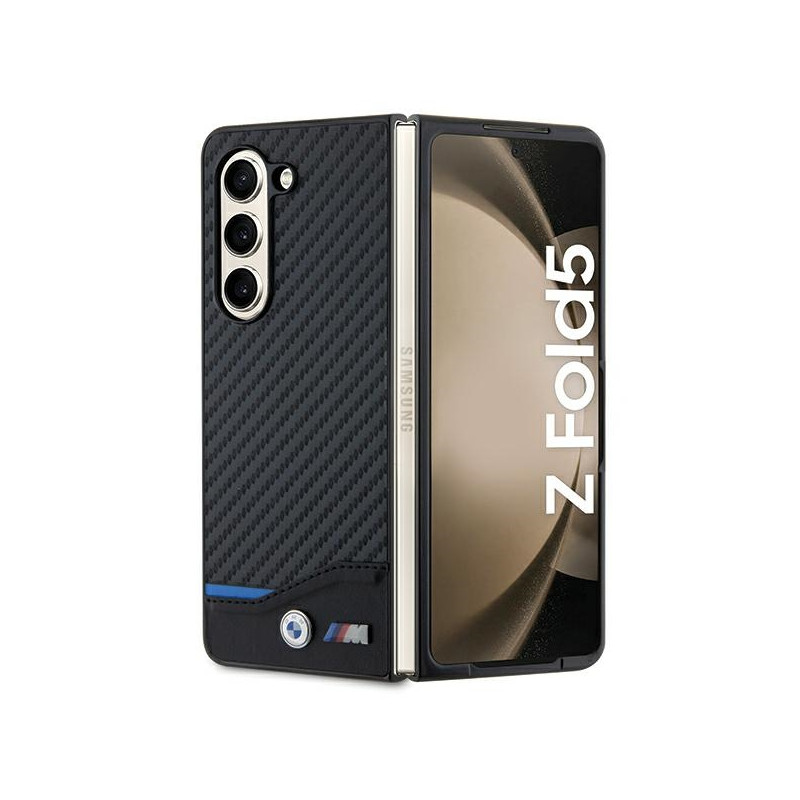 BMW kožené pouzdro Leather Carbon pro Samsung Galaxy Z Fold 5 – černé