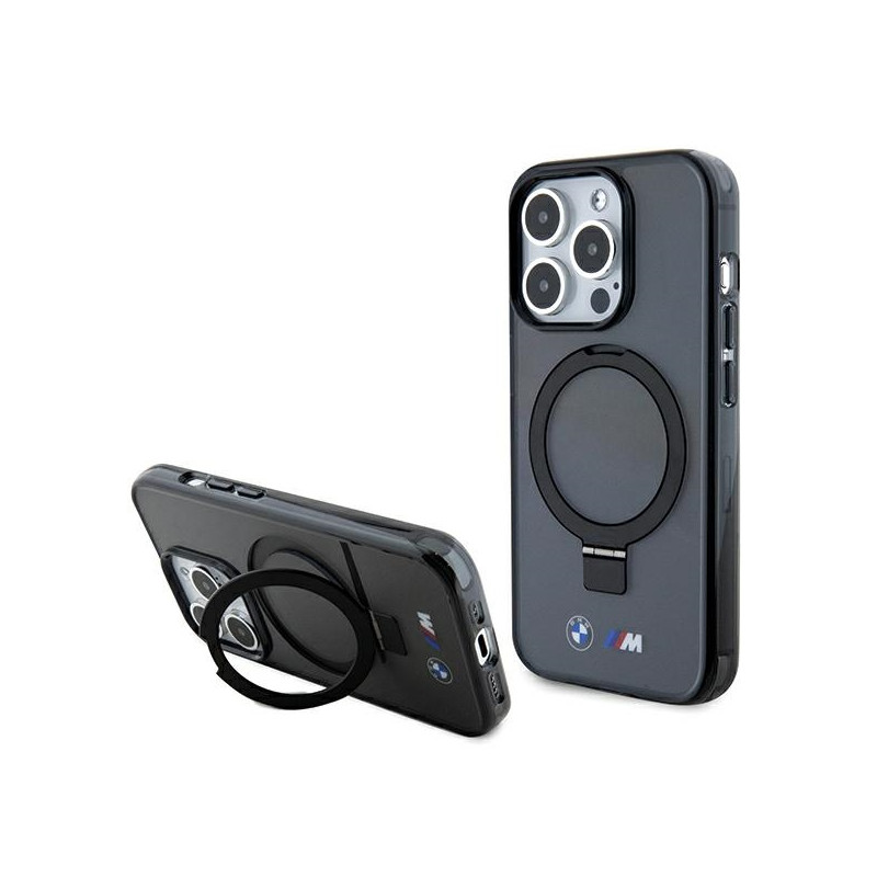 BMW pouzdro Ring Stand M Collection MagSafe pro iPhone 15 Pro – černé