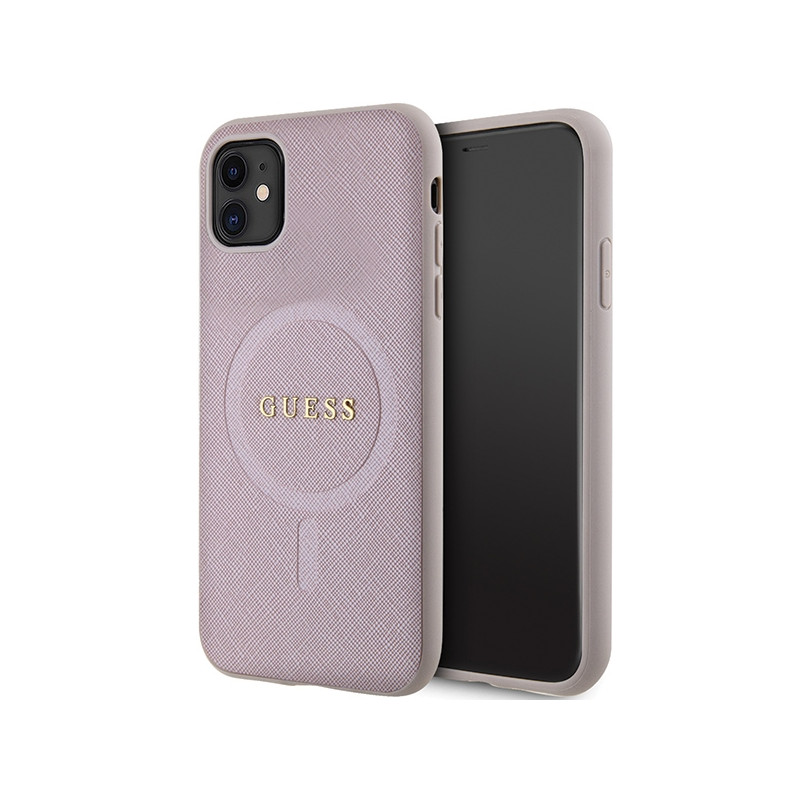 Kryt Guess GUHMN61PSAHMCP pro iPhone 11 / iPhone XR - růžový saffiano magsafe