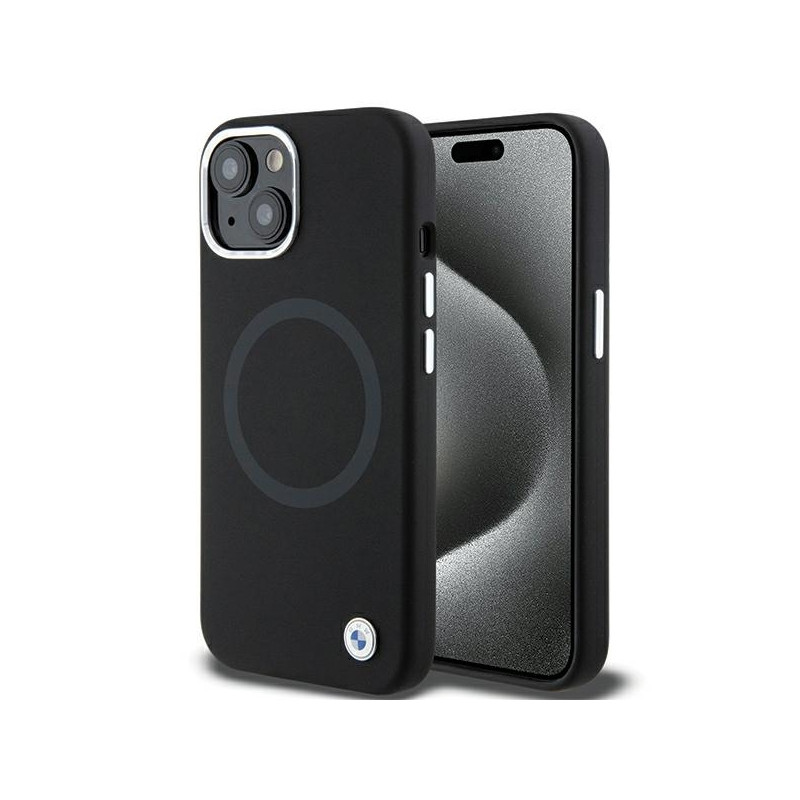 BMW silikonové pouzdro Signature Liquid Silicone MagSafe pro iPhone 15 Plus – černé