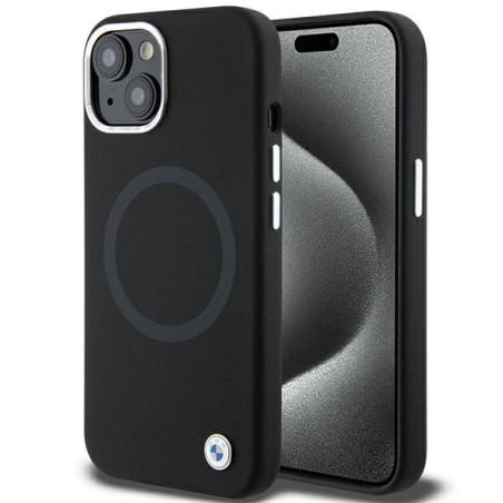 BMW pouzdro Signature Liquid Silicone MagSafe pro iPhone 15 – černé