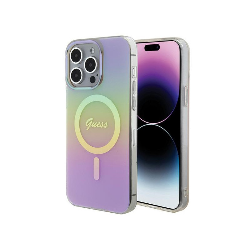 Kryt Guess IML Iridescent MagSafe pro iPhone 15 Pro - růžová