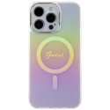 Kryt Guess IML Iridescent MagSafe pro iPhone 15 Pro - růžová