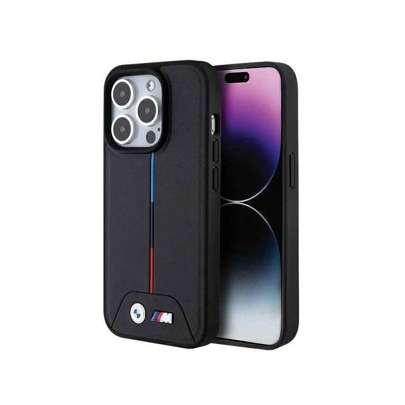 BMW pouzdro Quilted Tricolor MagSafe pro iPhone 15 Pro Max – černé