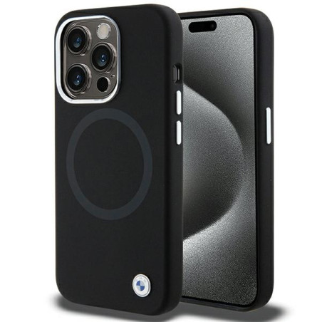 BMW MagSafe pouzdro Signature Liquid Silicone pro iPhone 15 Pro Max – černé