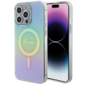 Kryt GUESS IML IRIDESCENT MagSafe pro iPhone 15 Pro - tyrkysová