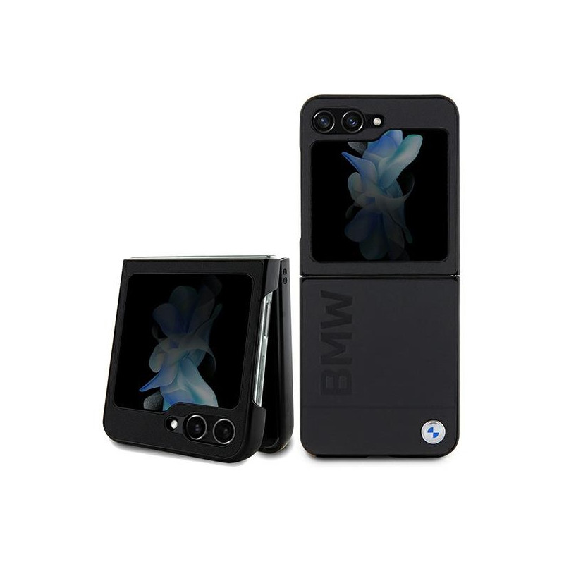 BMW kožené pouzdro Leather Hot Stamp pro Samsung Galaxy Z Flip 5 – černé