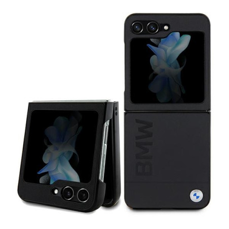 BMW kožené pouzdro Leather Hot Stamp pro Samsung Galaxy Z Flip 5 – černé
