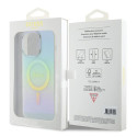 Kryt GUESS IML IRIDESCENT MagSafe pro iPhone 15 Pro - tyrkysová