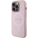 Kryt GUESS SAFFIANO pro iPhone 15 Pro - růžová