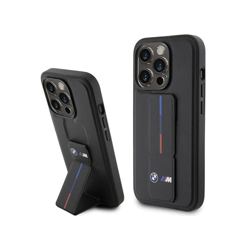 BMW kožené pouzdro Grip Hot Stamp pro iPhone 15 Pro Max – černé