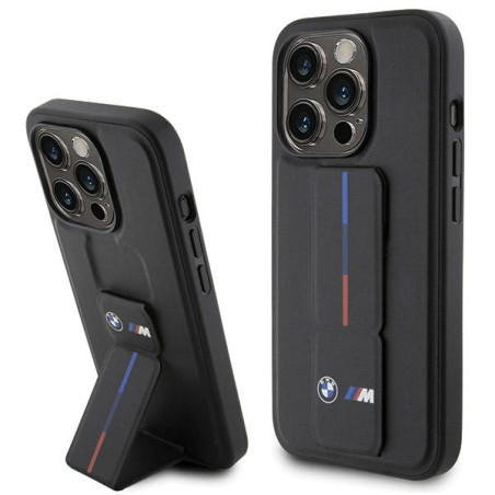 BMW kožené pouzdro Grip Hot Stamp pro iPhone 15 Pro Max – černé