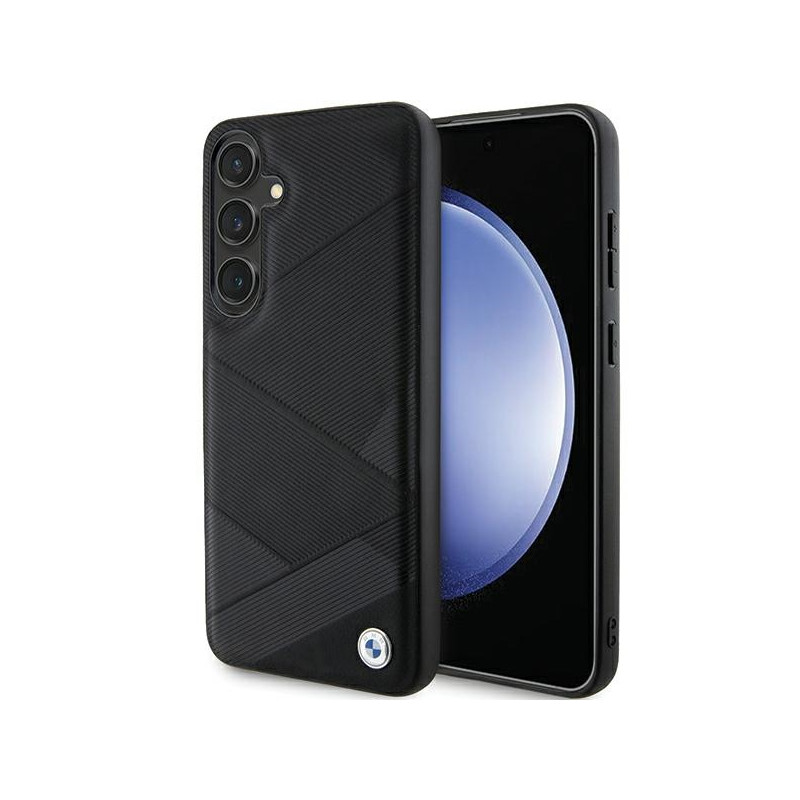 BMW pevné pouzdro Signature Leather Crossing Lines pro Samsung Galaxy S24+ S926 – černé