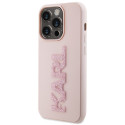 Kryt Karl Lagerfeld 3D Rubber Glitter Logo iPhone 15 Pro – růžový