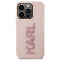Kryt Karl Lagerfeld 3D Rubber Glitter Logo iPhone 15 Pro – růžový