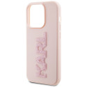 Kryt Karl Lagerfeld 3D Rubber Glitter Logo iPhone 15 Pro – růžový