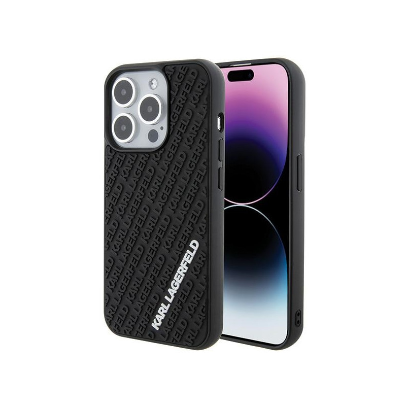 Kryt Karl Lagerfeld 3D Rubber Multi Logo pro iPhone 15 Pro - černý