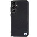 BMW BMHCS24S23RCGPK pevný kryt Signature Leather Crossing Lines pro Galaxy S24 S921 – černý