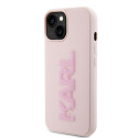 Kryt Karl Lagerfeld 3D Rubber Glitter Logo iPhone 15 Plus růžový