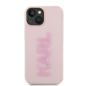 Kryt Karl Lagerfeld 3D Rubber Glitter Logo iPhone 15 Plus růžový