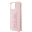 Kryt Karl Lagerfeld 3D Rubber Glitter Logo iPhone 15 Plus růžový